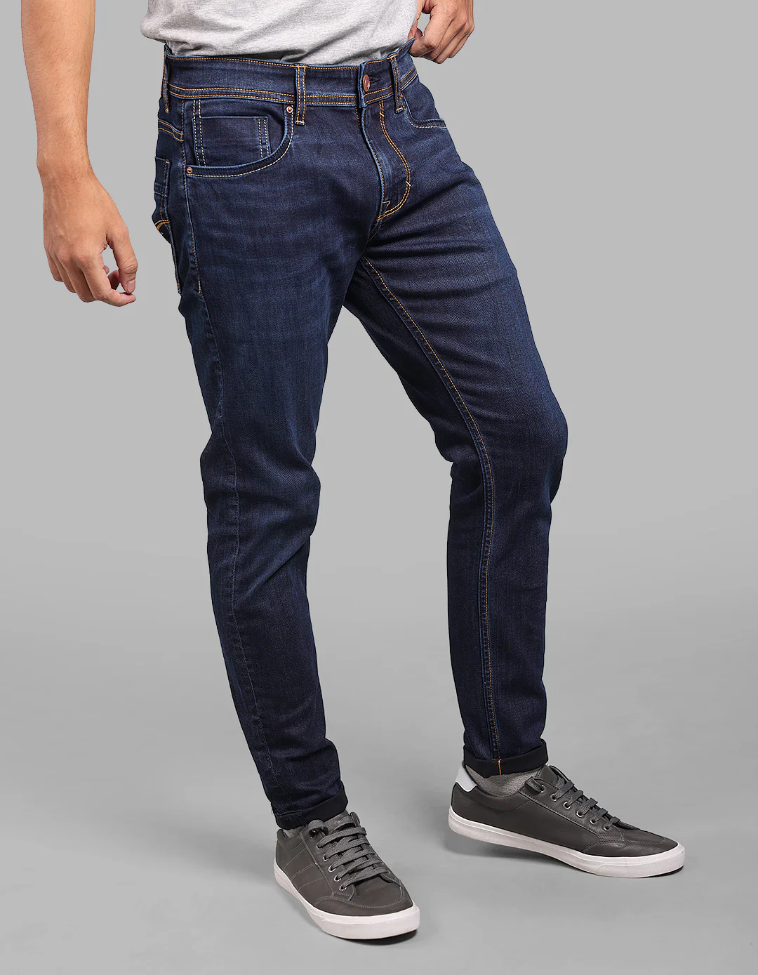 Dark Blue Low-Rise Ankle Length Stretch Jeans - Image 5