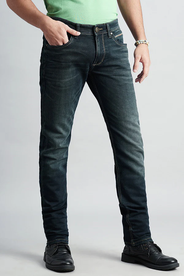 Dark Blue Mid-Rise Slim Fit Jeans - Image 3