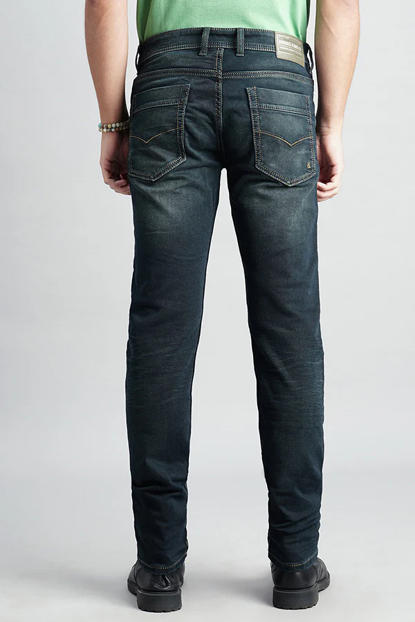 Dark Blue Mid-Rise Slim Fit Jeans - Image 4