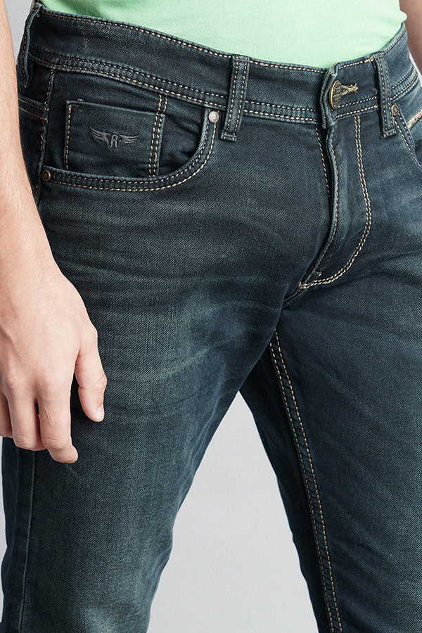 Dark Blue Mid-Rise Slim Fit Jeans - Image 6