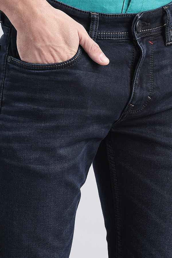 Dark Blue Mid-Rise Slim Fit Jeans - Image 6