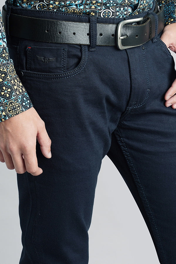 Dark Blue Mid-Rise Slim Fit Jeans - Image 6