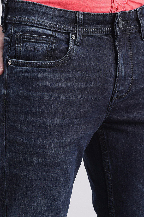 Dark Blue Mid-Rise Slim Fit Jeans - Image 6