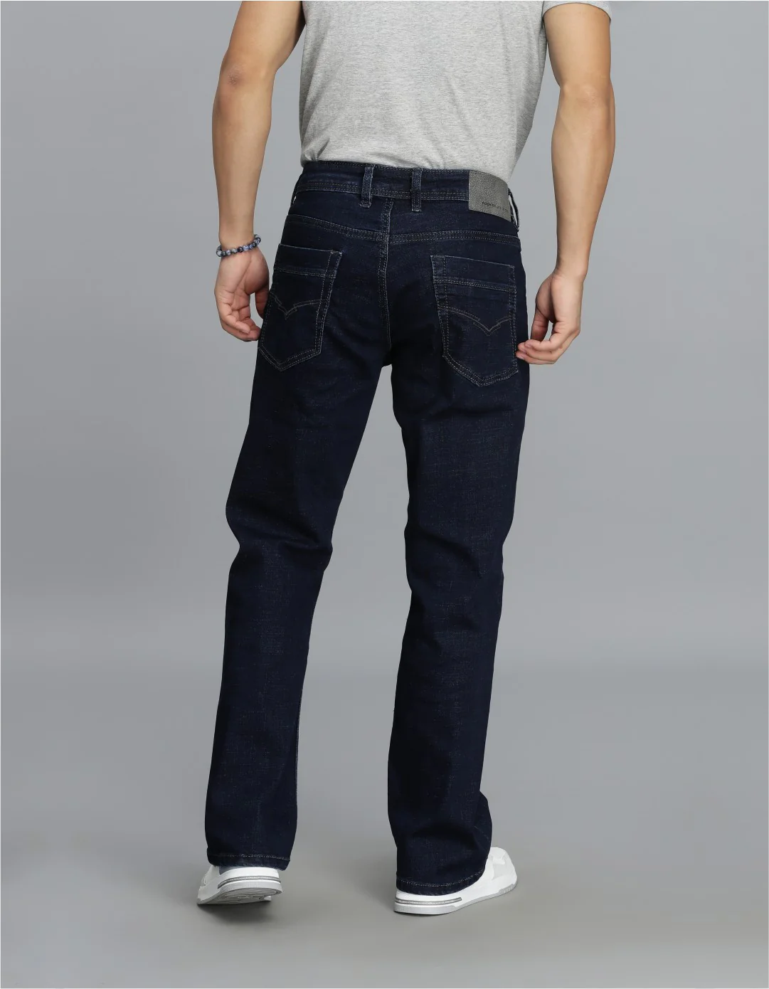 Dark Blue Mid Rise Loose Boot Leg Cropped jeans - Image 5
