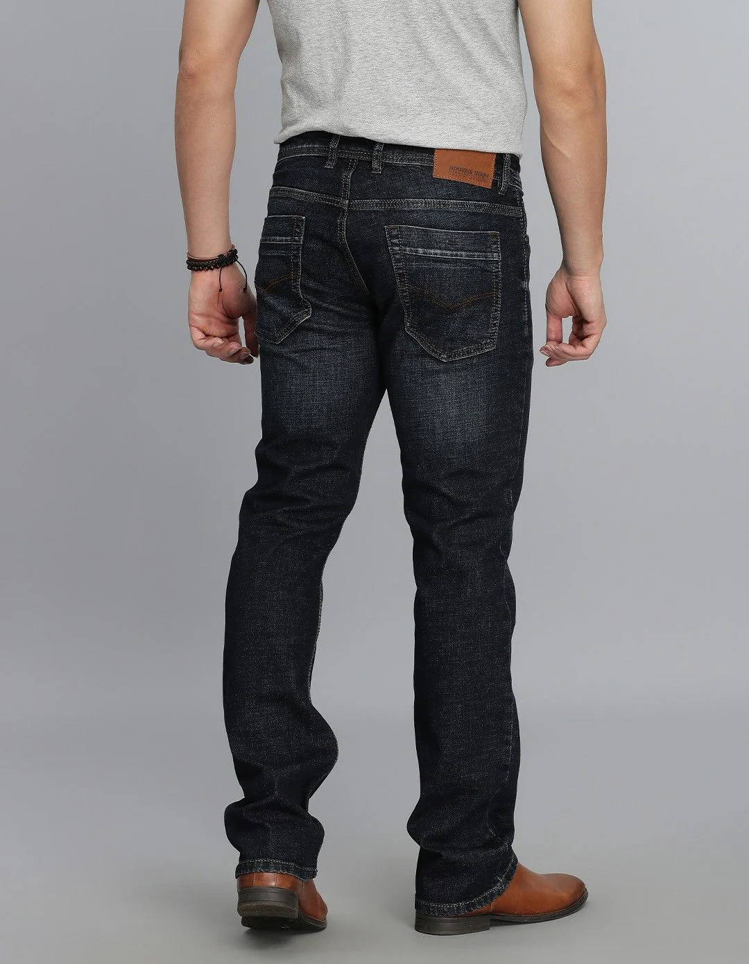 Dark Blue Mid Rise Loose Boot Leg jeans - Image 4