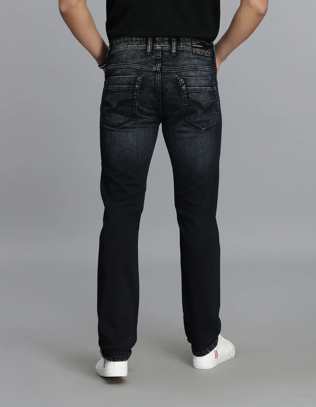 Dark Blue Mid-Rise Slim Straight Fit Jeans - Image 5