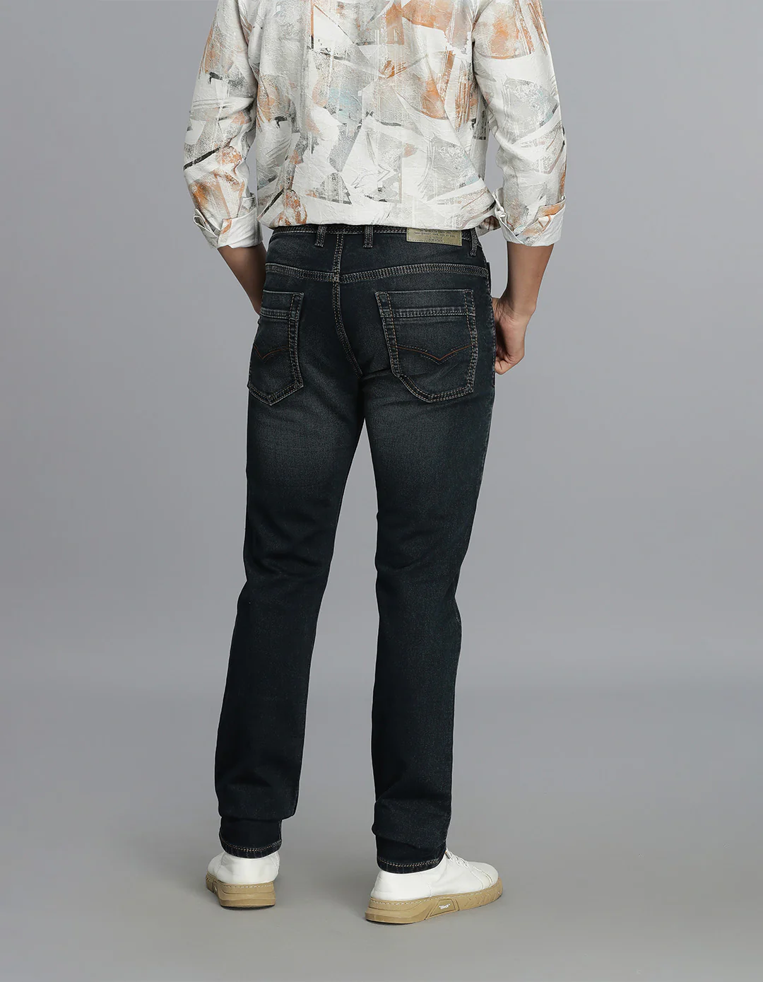 Dark Blue Mid-Rise Slim Straight Fit Jeans - Image 5