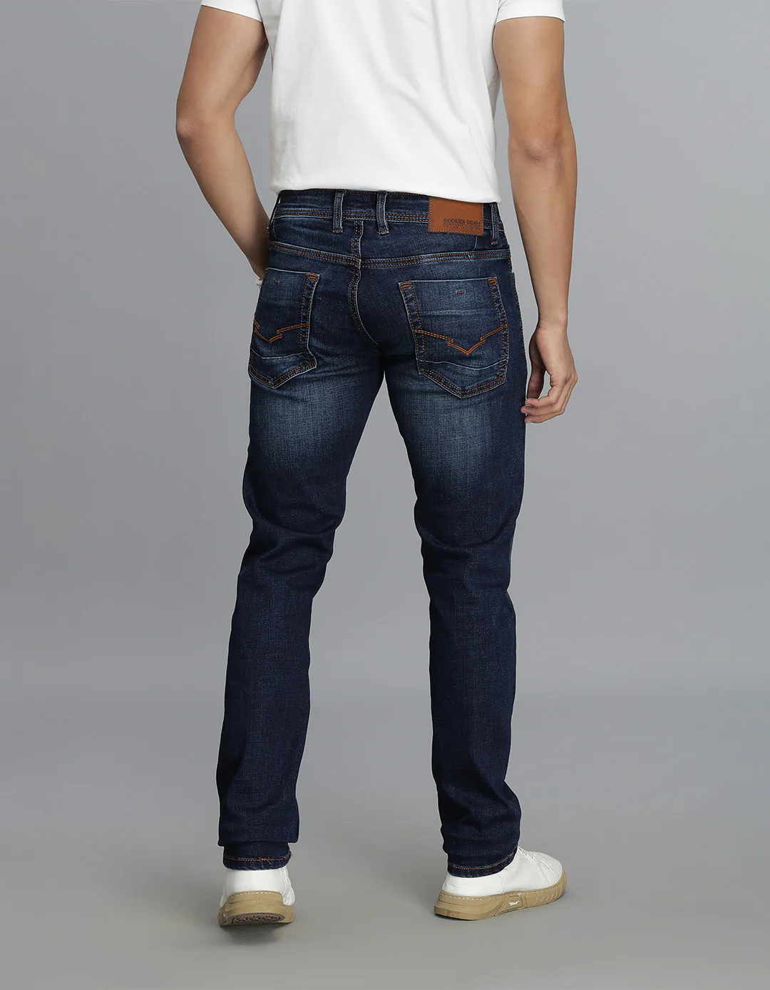 Dark Blue Mid-Rise Slim Straight Fit jeans - Image 5