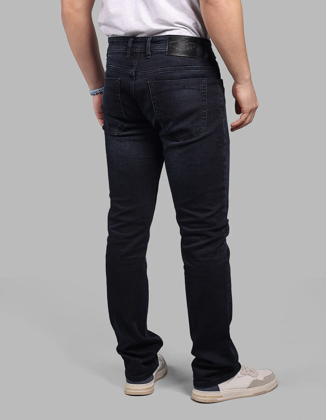 Dark Blue Mid-Rise Slim Straight Fit Stretch Jeans - Image 6