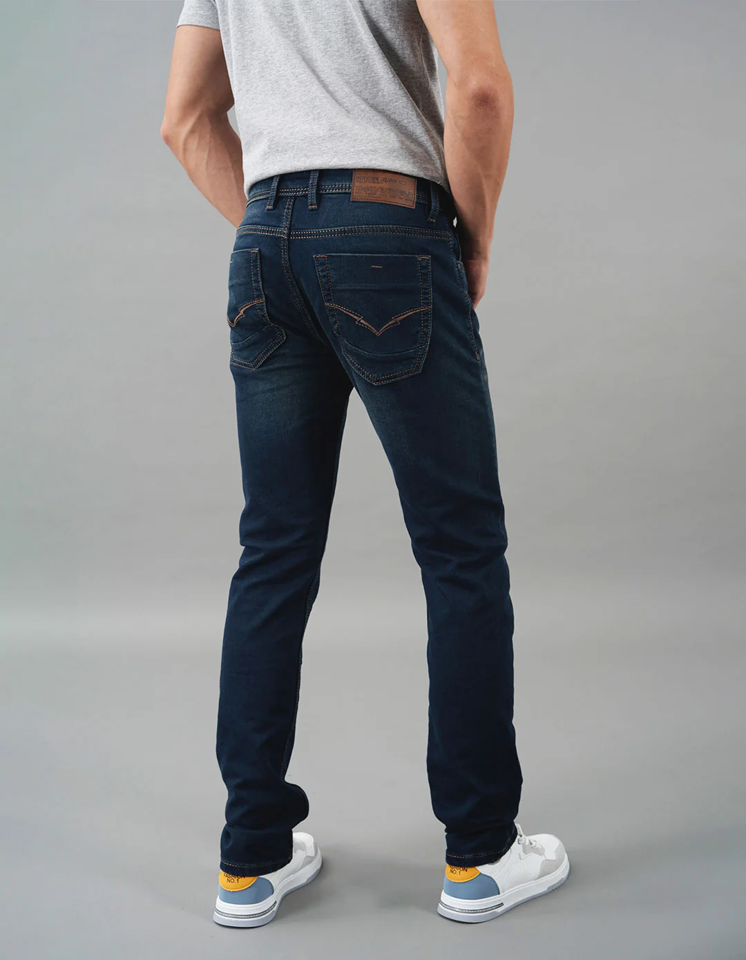 Dark Blue Mid-Rise Slim Straight Fit Jeans - Image 5