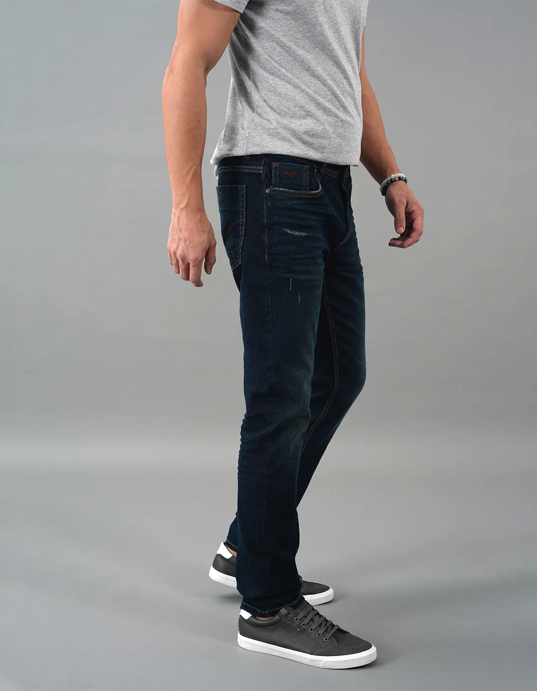 Dark Blue Mid-Rise Slim Straight Fit Jeans - Image 4