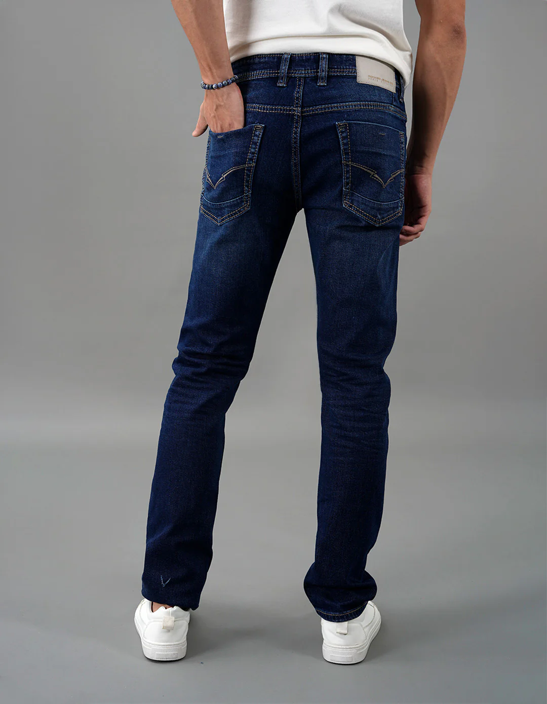 Dark Blue Mid-Rise Slim Straight Fit Jeans - Image 6