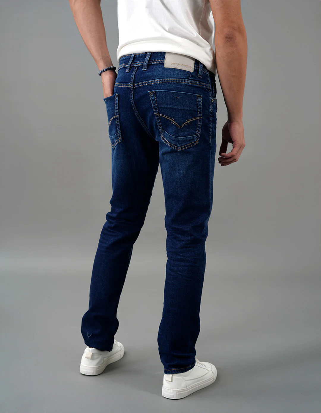 Dark Blue Mid-Rise Slim Straight Fit Jeans - Image 7