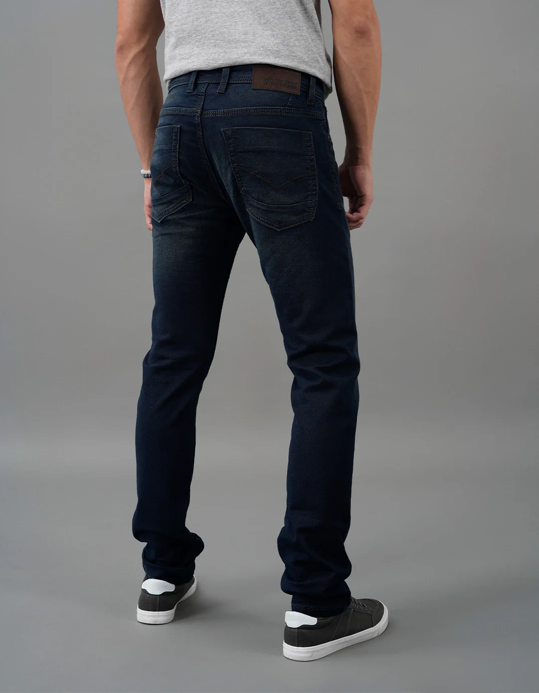 Dark Blue Mid-Rise Slim Straight Fit Jeans - Image 5