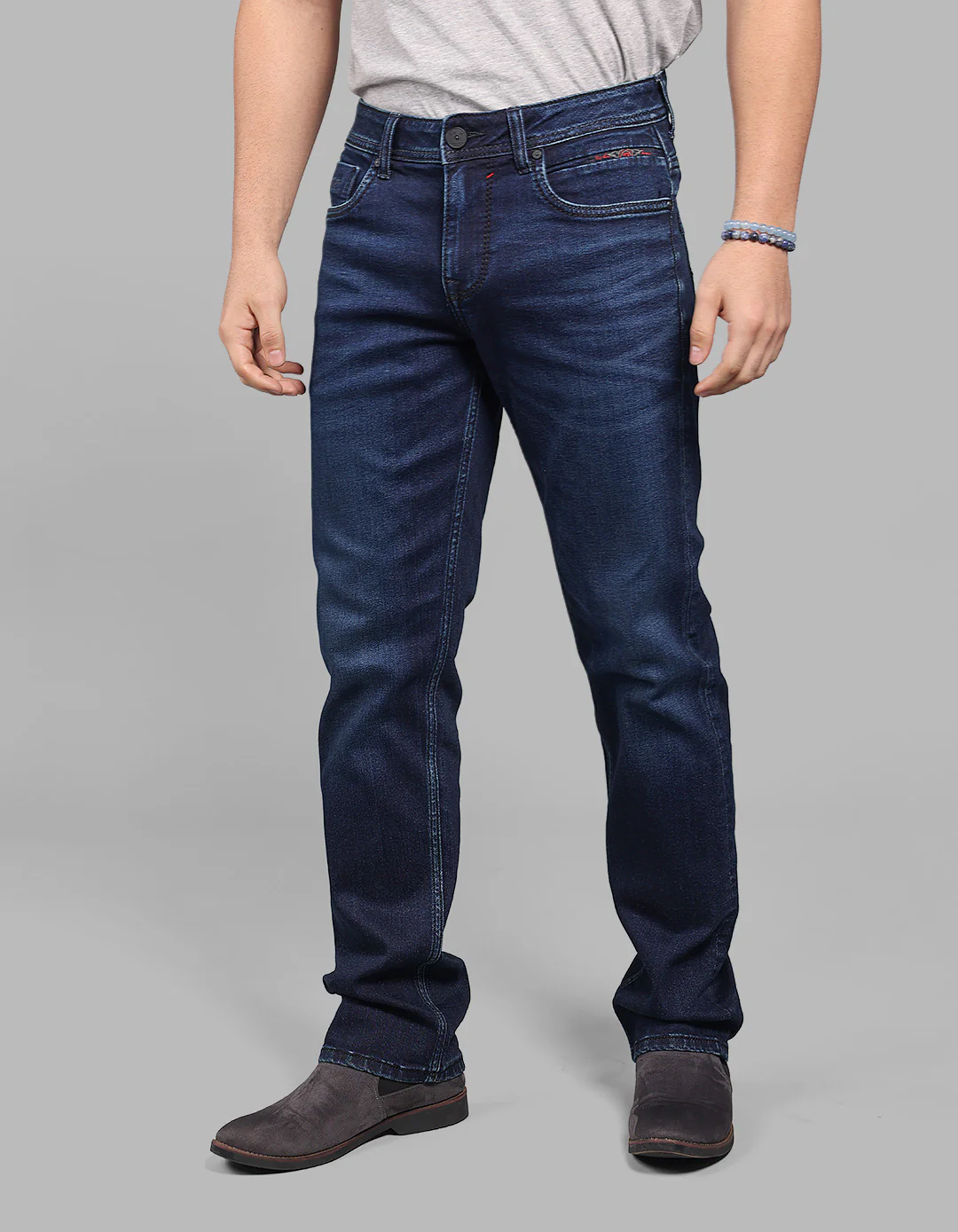 Dark Blue Midrise, Comfort And Straight Fit Stretch Jeans - Image 3