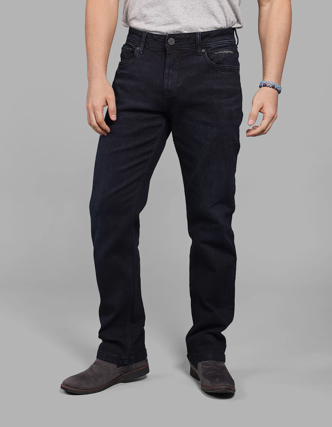 Dark Blue Midrise, Comfort And Straight Fit Stretch Jeans - Image 3