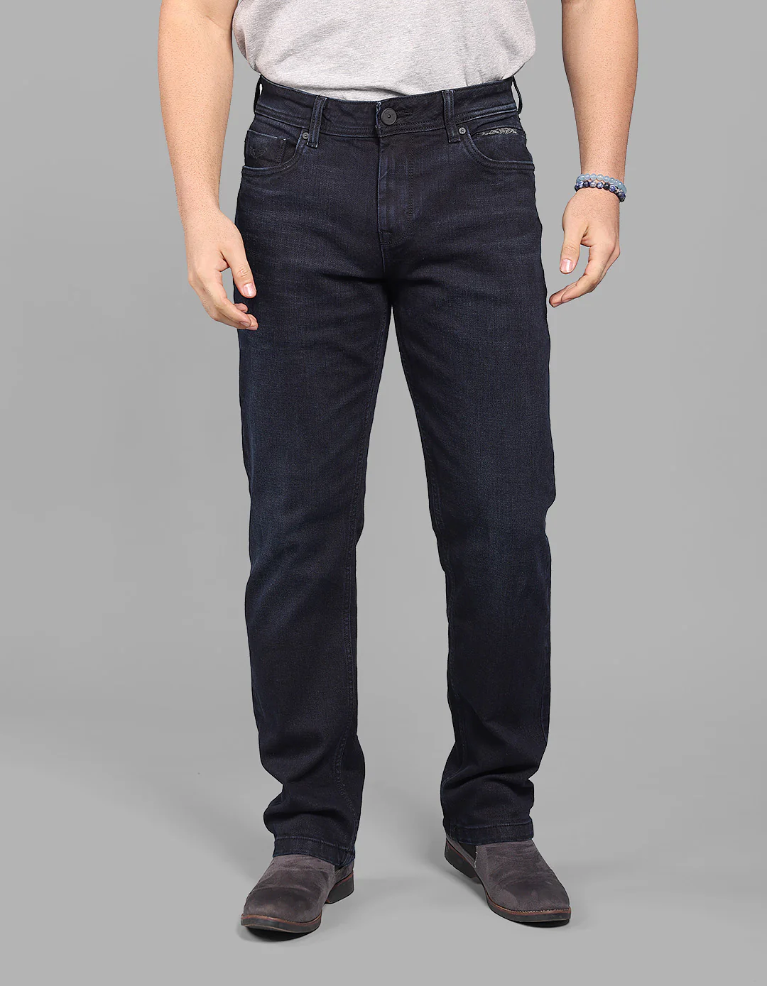 Dark Blue Midrise, Comfort And Straight Fit Stretch Jeans - Image 4
