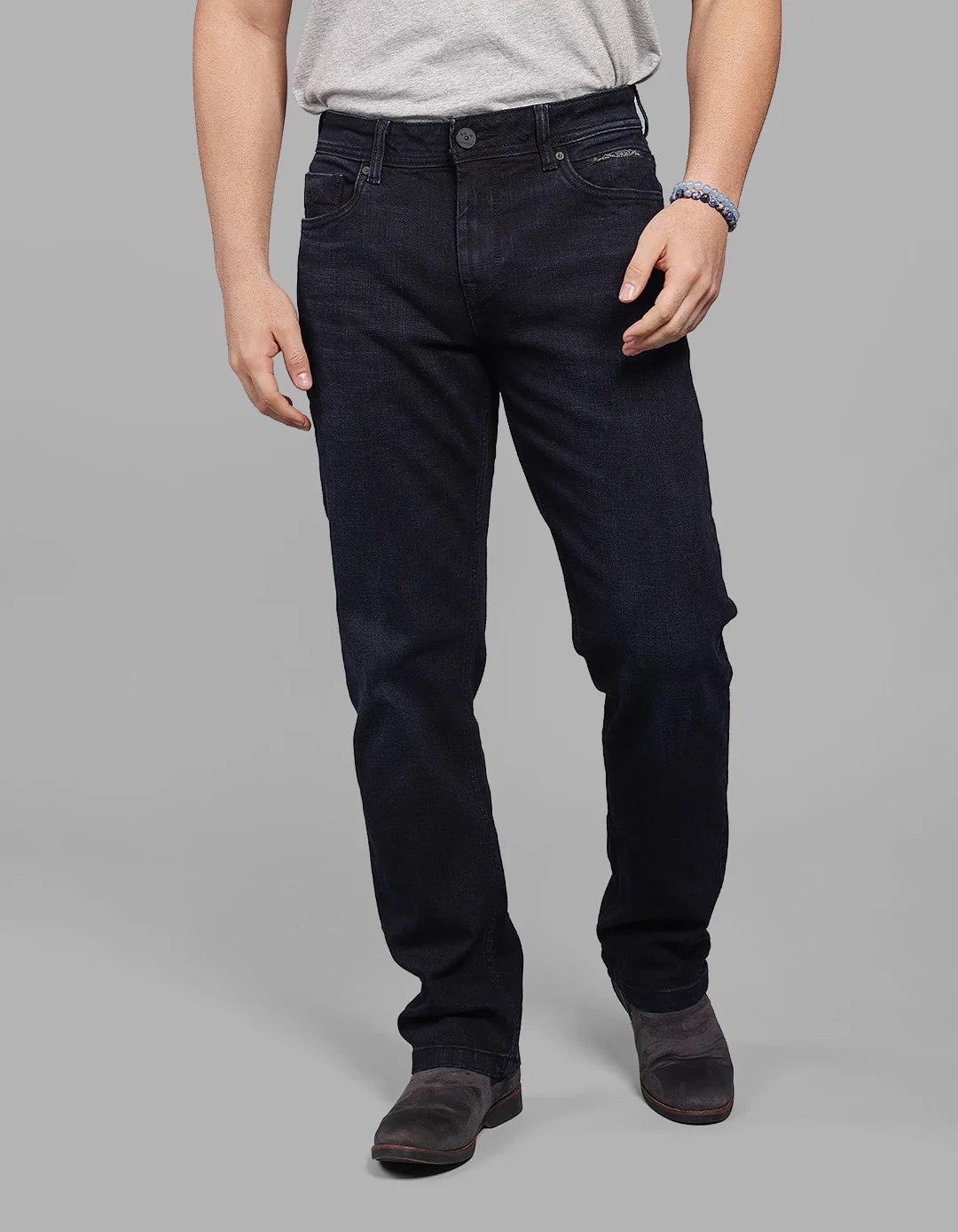 Dark Blue Midrise, Comfort And Straight Fit Stretch Jeans - Image 5