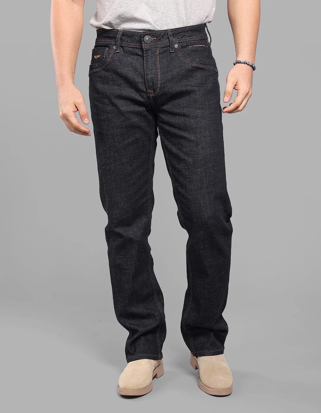 Dark Blue Midrise, Comfort And Straight Fit Stretch Jeans