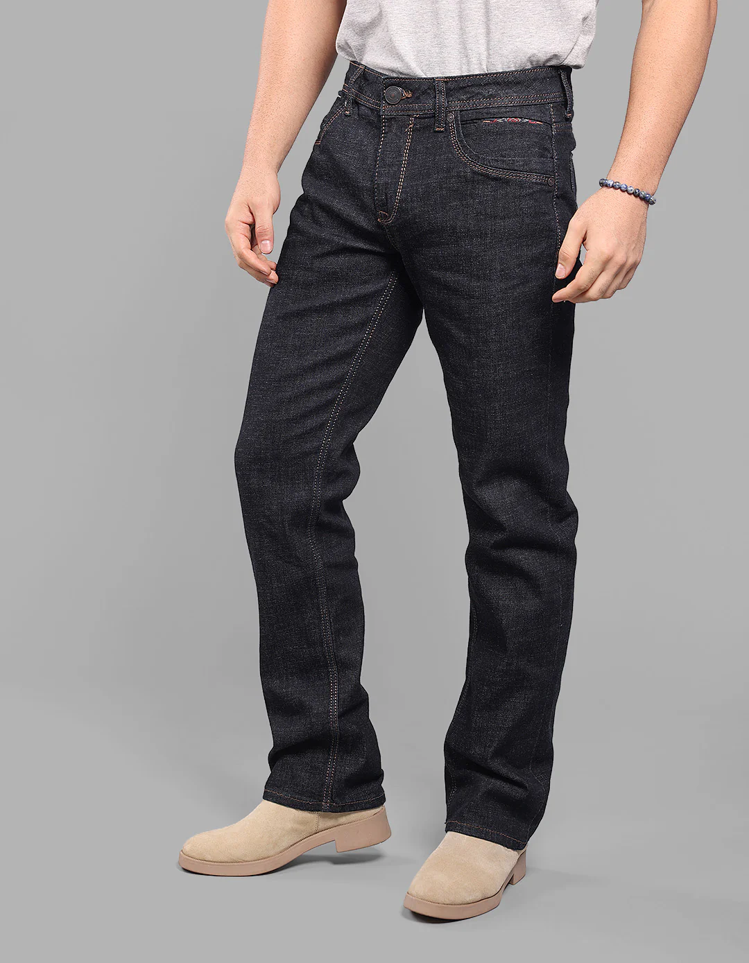 Dark Blue Midrise, Comfort And Straight Fit Stretch Jeans - Image 3