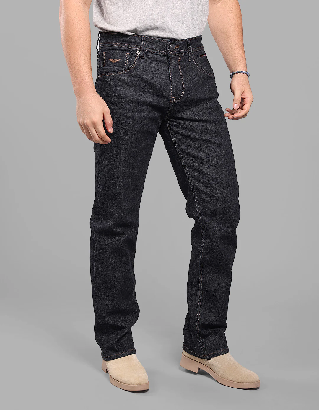 Dark Blue Midrise, Comfort And Straight Fit Stretch Jeans - Image 4