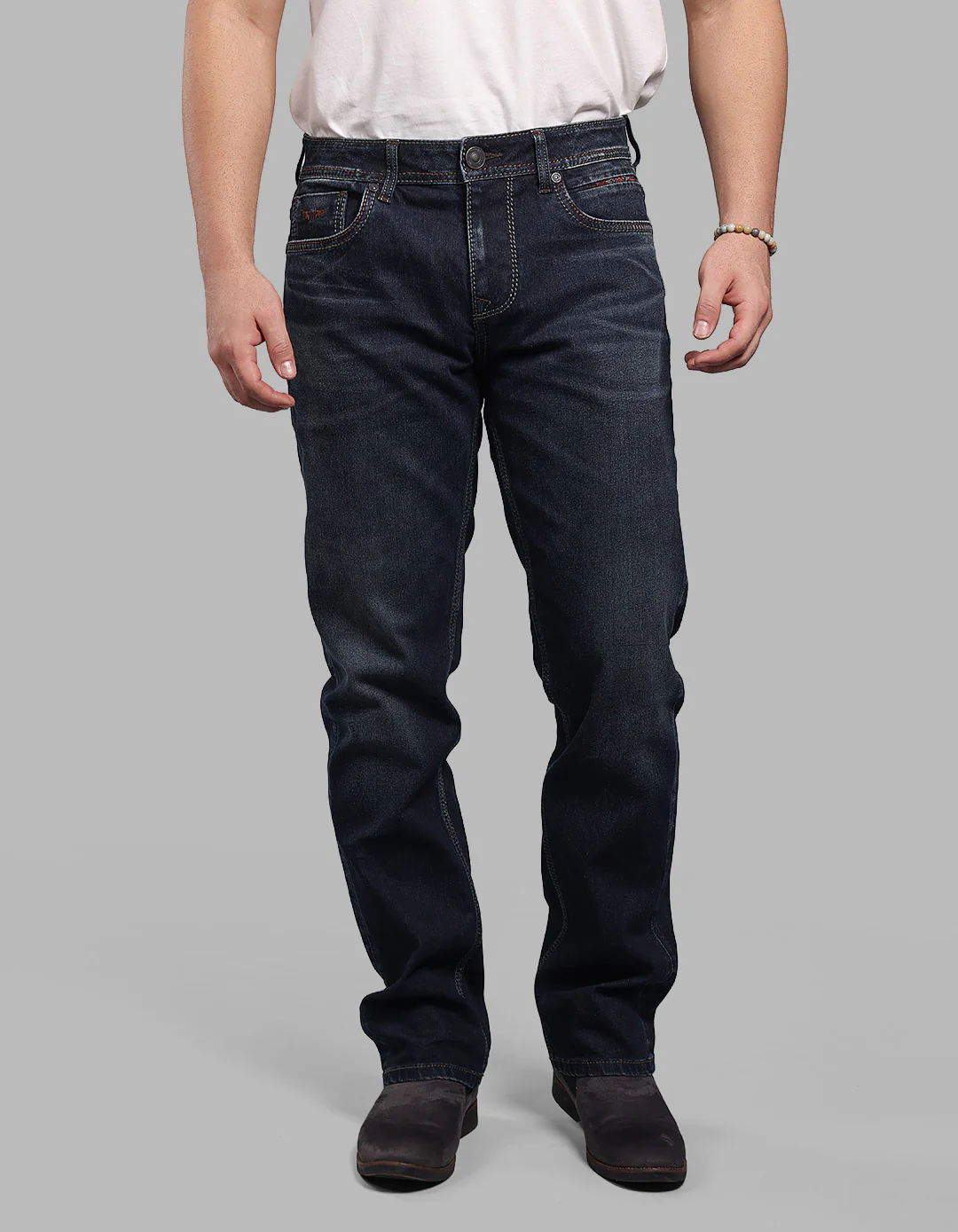 Dark Blue Midrise, Comfort And Straight Fit Stretch Jeans