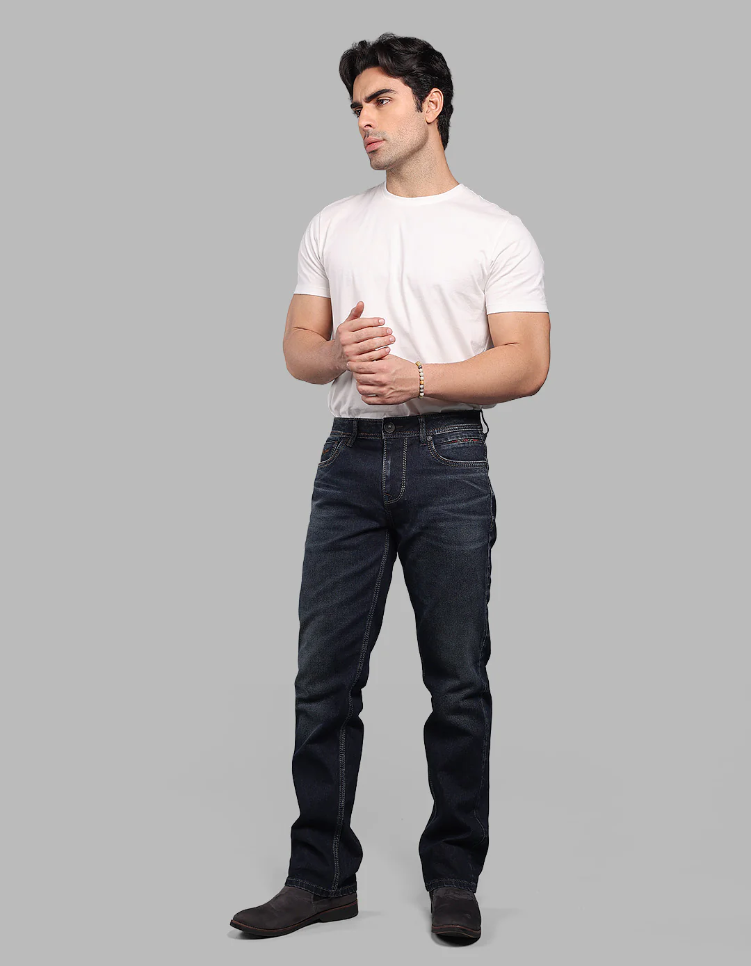 Dark Blue Midrise, Comfort And Straight Fit Stretch Jeans - Image 2
