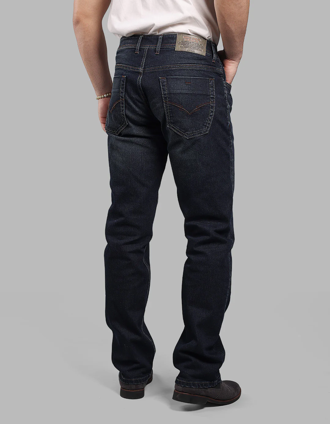 Dark Blue Midrise, Comfort And Straight Fit Stretch Jeans - Image 5