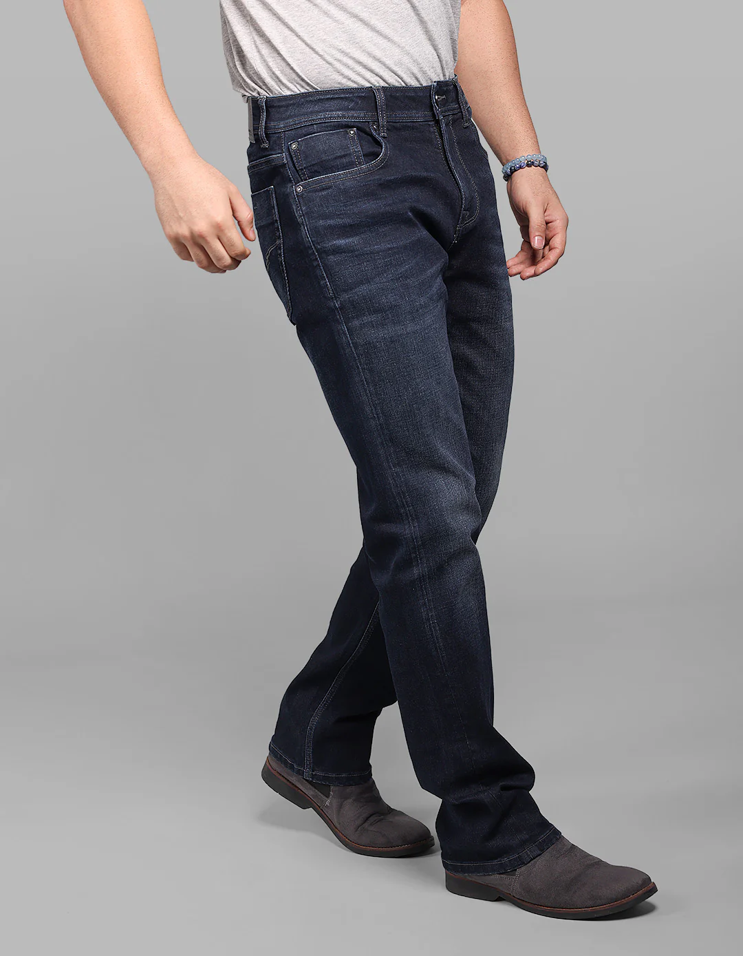 Dark Blue Midrise, Comfort And Straight Fit Stretch Jeans - Image 7