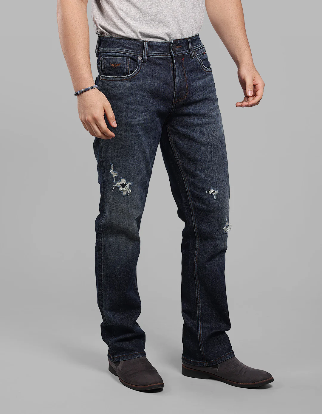 Dark Blue Midrise, Comfort And Straight Fit Stretch Jeans - Image 5