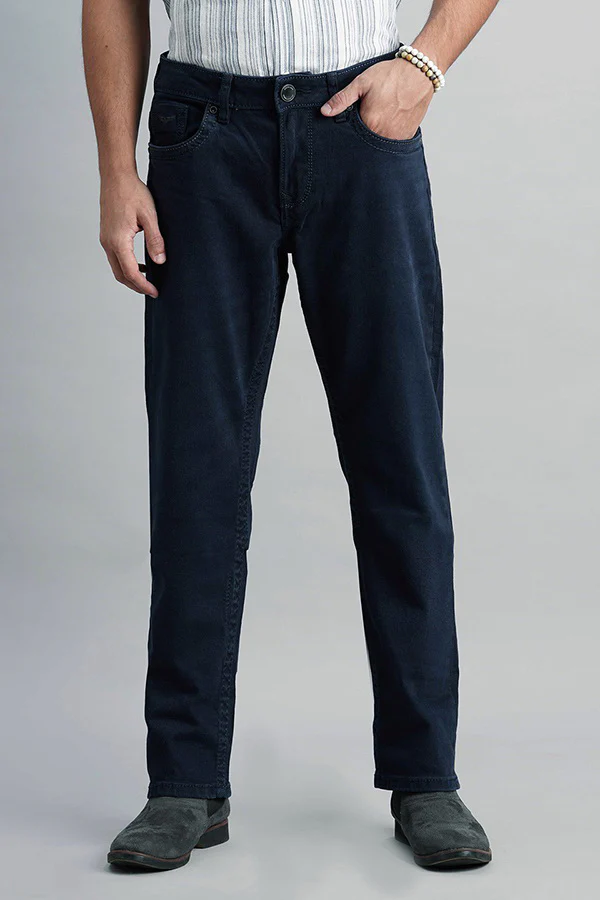 Dark Blue Midrise, Comfort And Straight Fit Jeans