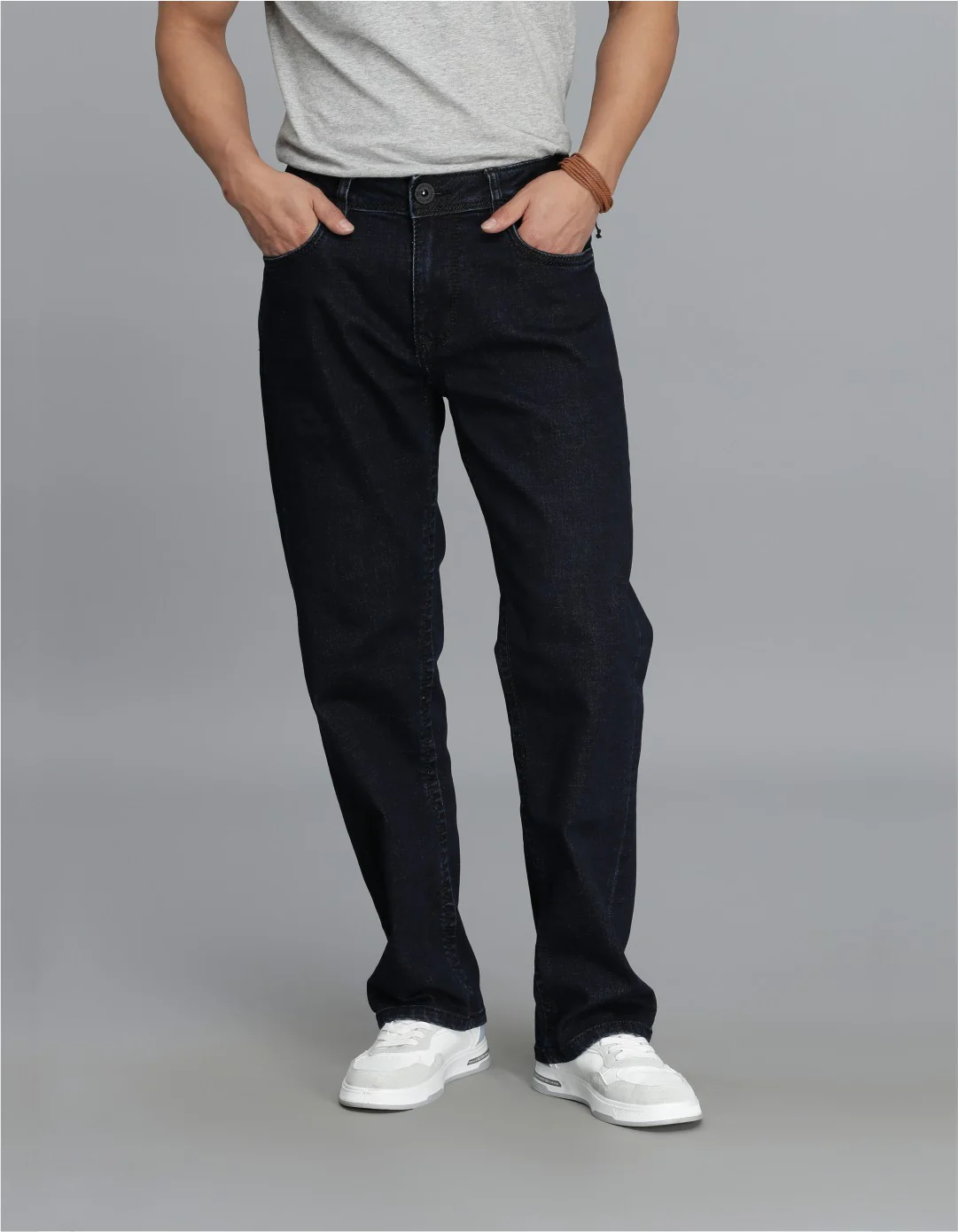 Dark Blue Midrise, Comfort Straight Fit Cropped jeans