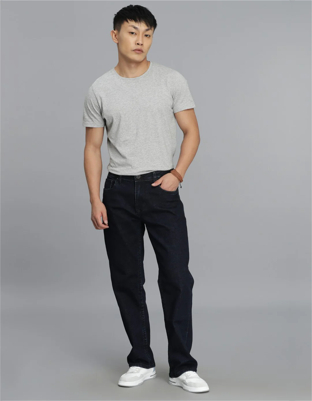 Dark Blue Midrise, Comfort Straight Fit Cropped jeans - Image 2