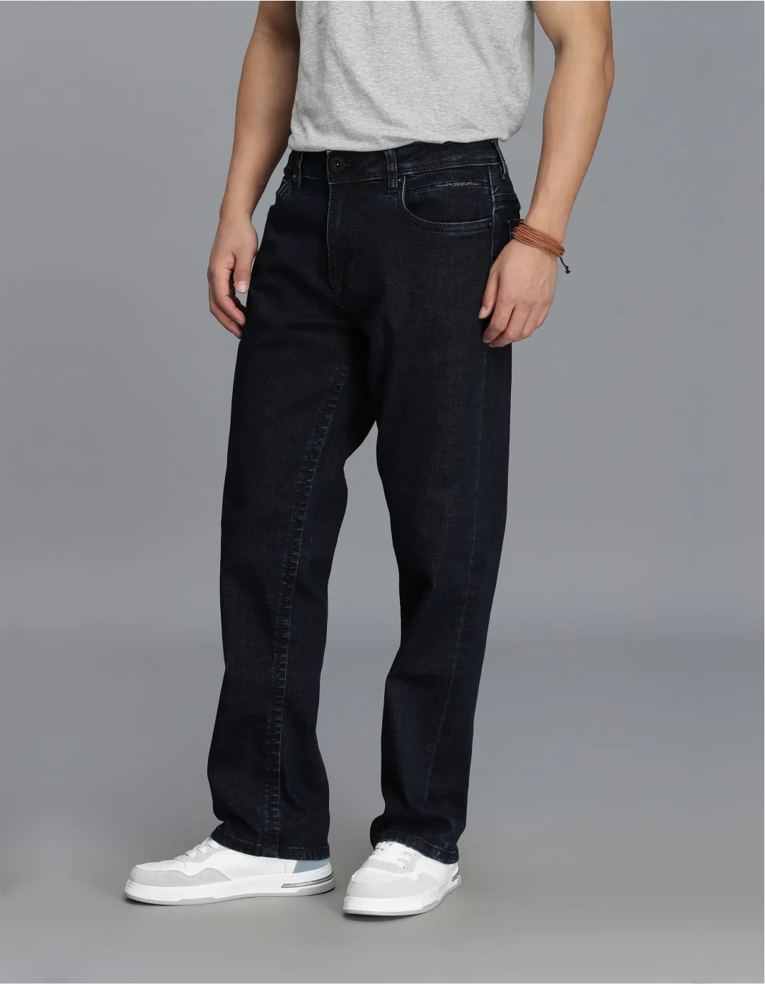 Dark Blue Midrise, Comfort Straight Fit Cropped jeans - Image 3