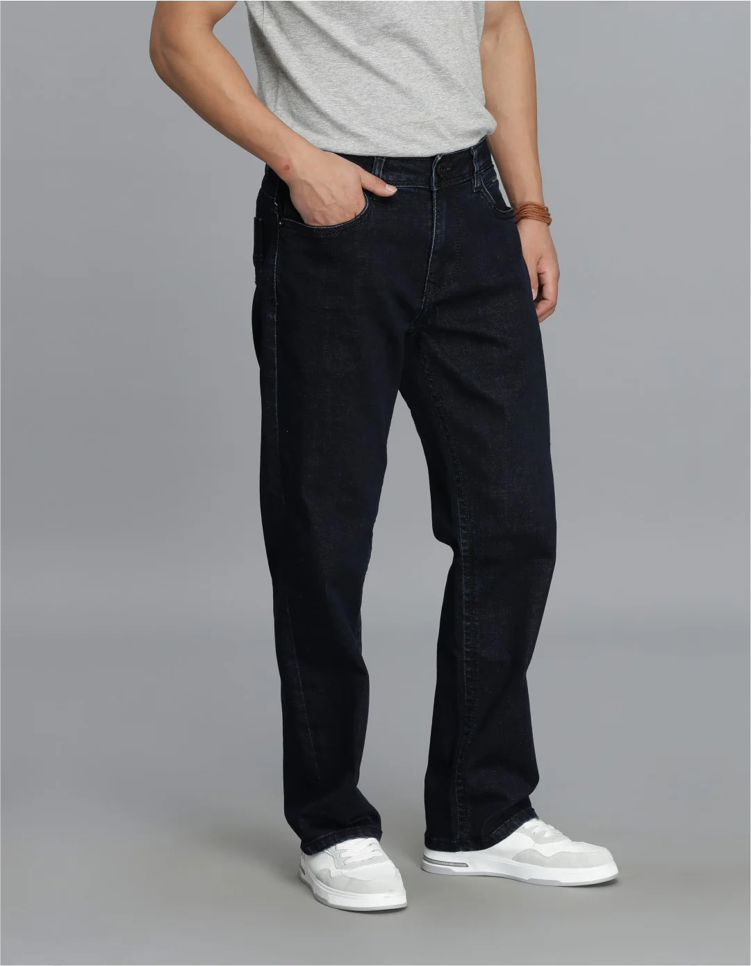 Dark Blue Midrise, Comfort Straight Fit Cropped jeans - Image 4