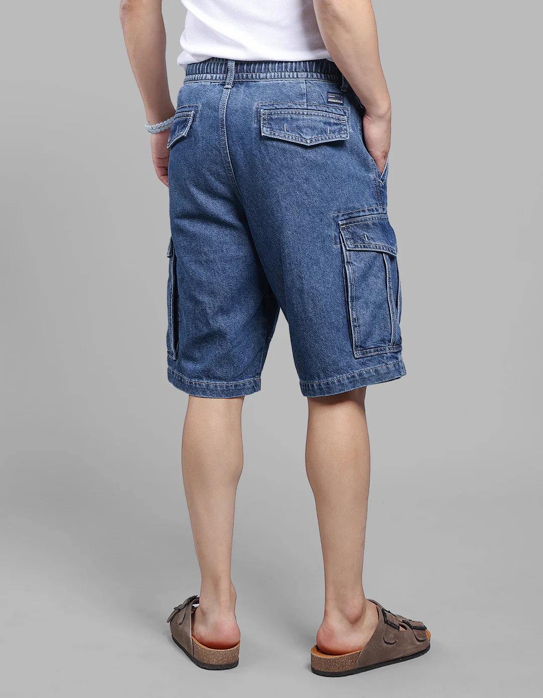 Dark Blue Denim Cargo Shorts - Image 5