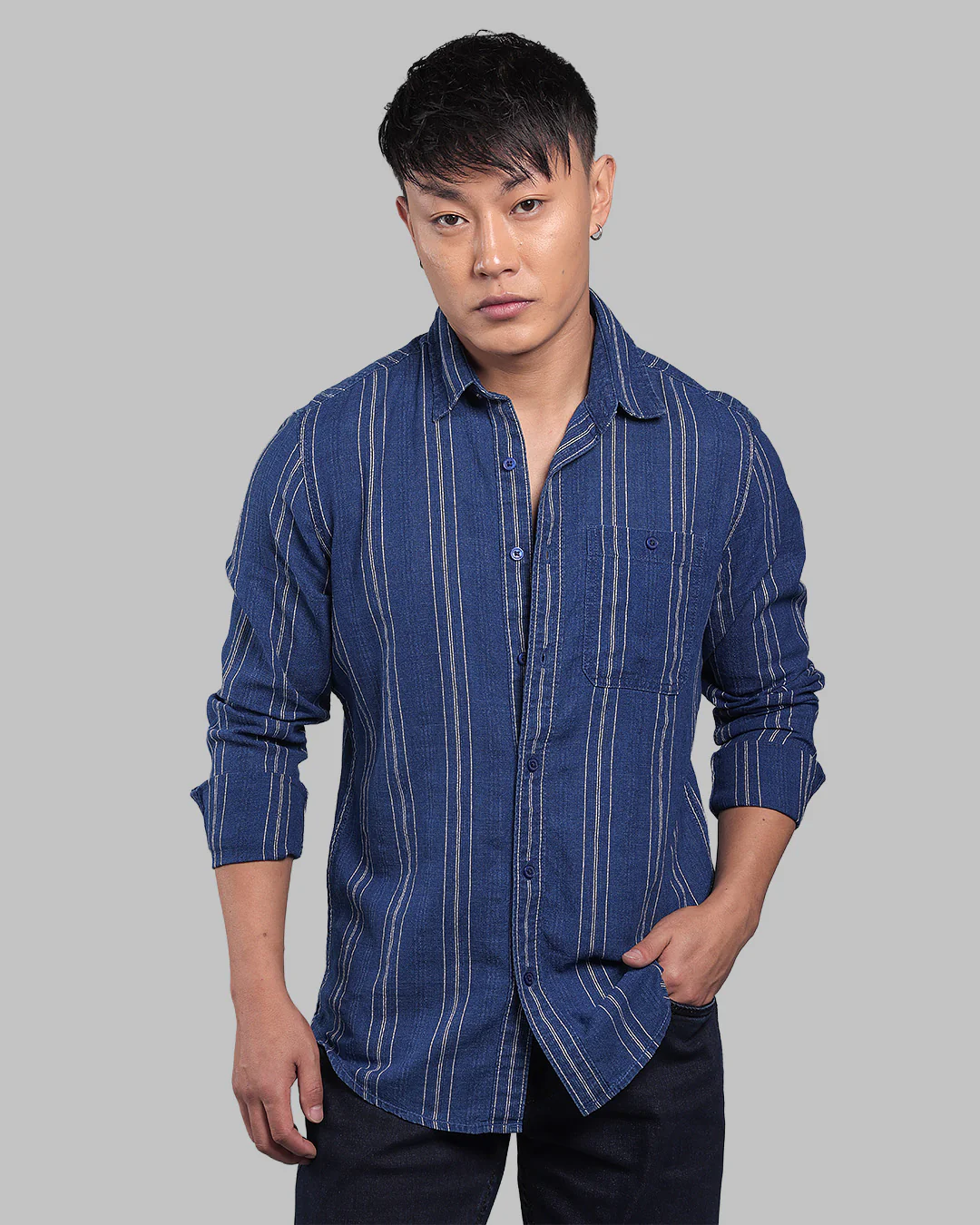 Dark Blue Full Sleeve 100% Cotton Denim Shirt