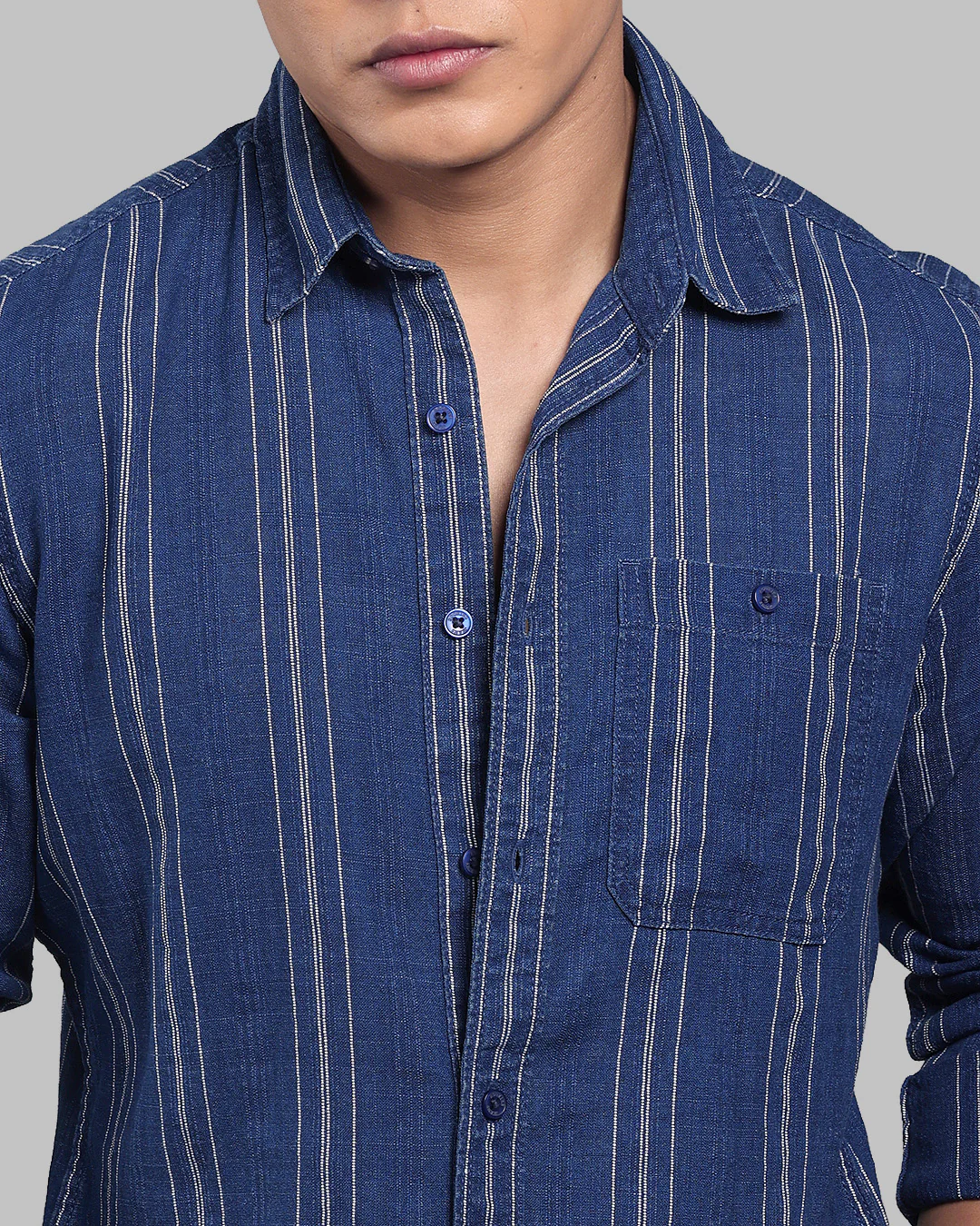 Dark Blue Full Sleeve 100% Cotton Denim Shirt - Image 6