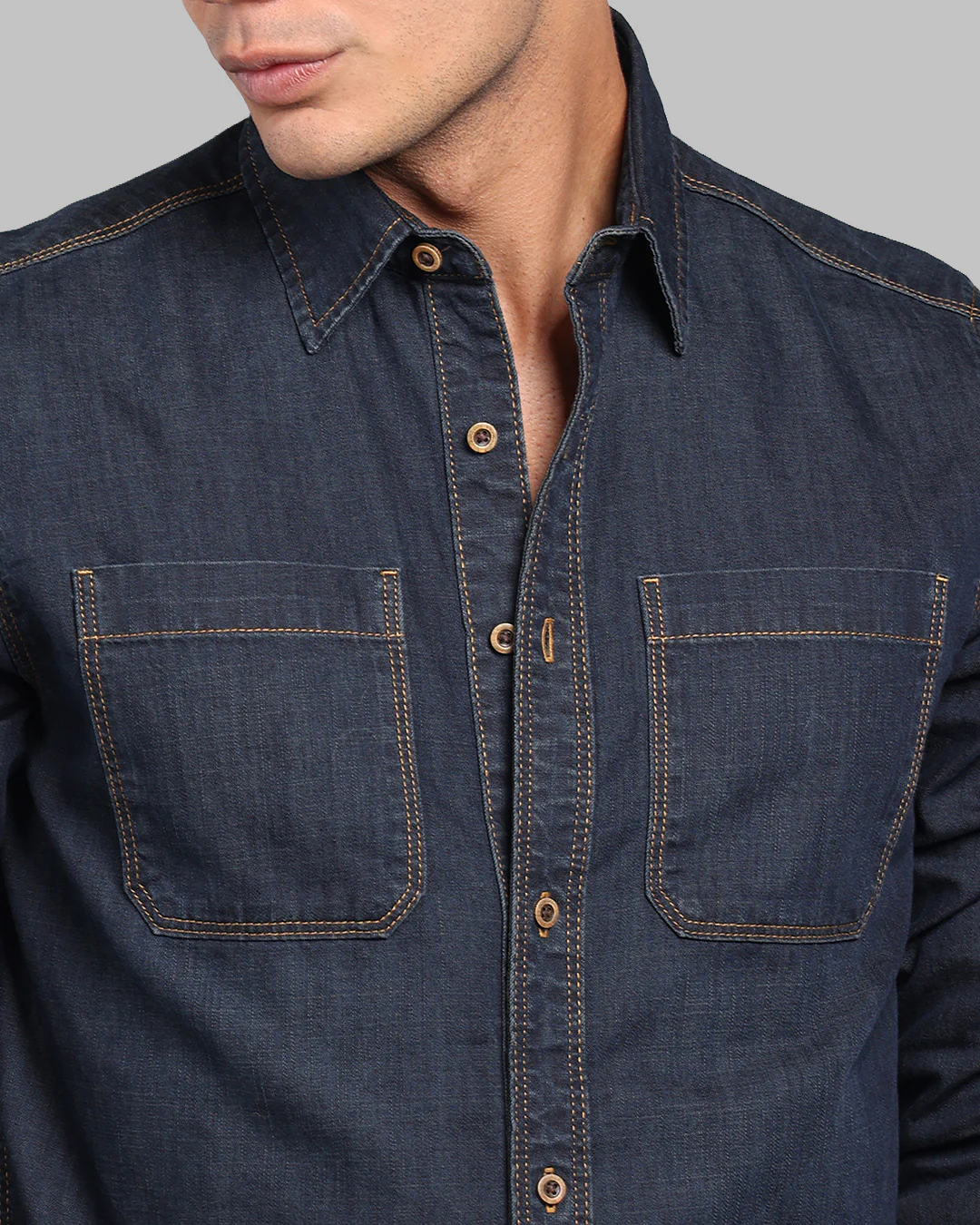 Dark Blue Full Sleeve Denim Shirt - Image 7