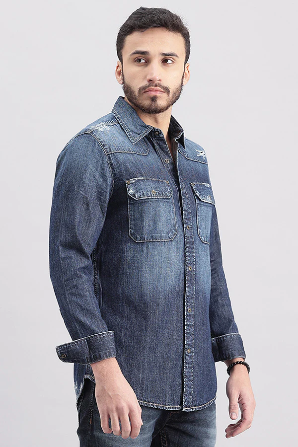 Dark Blue Full Sleeve Denim Shirt - Image 3