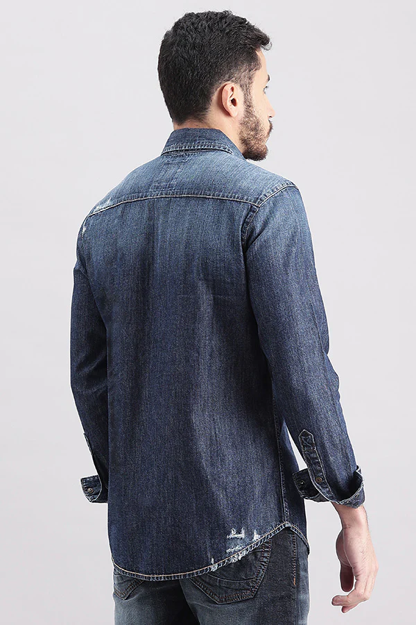 Dark Blue Full Sleeve Denim Shirt - Image 4