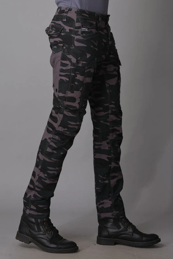 Dark Grey Camo Print Regular Fit Cargo Pant - Image 4