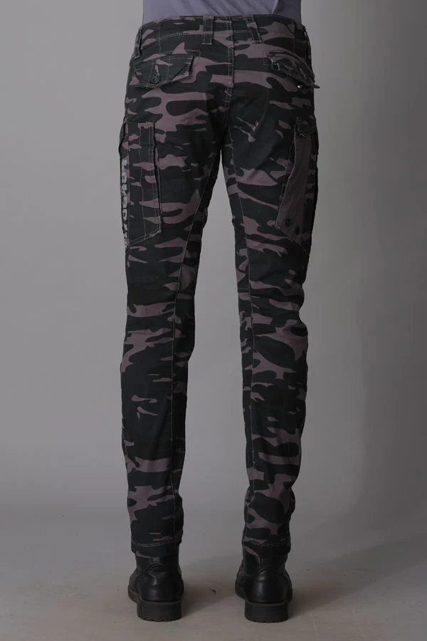 Dark Grey Camo Print Regular Fit Cargo Pant - Image 5