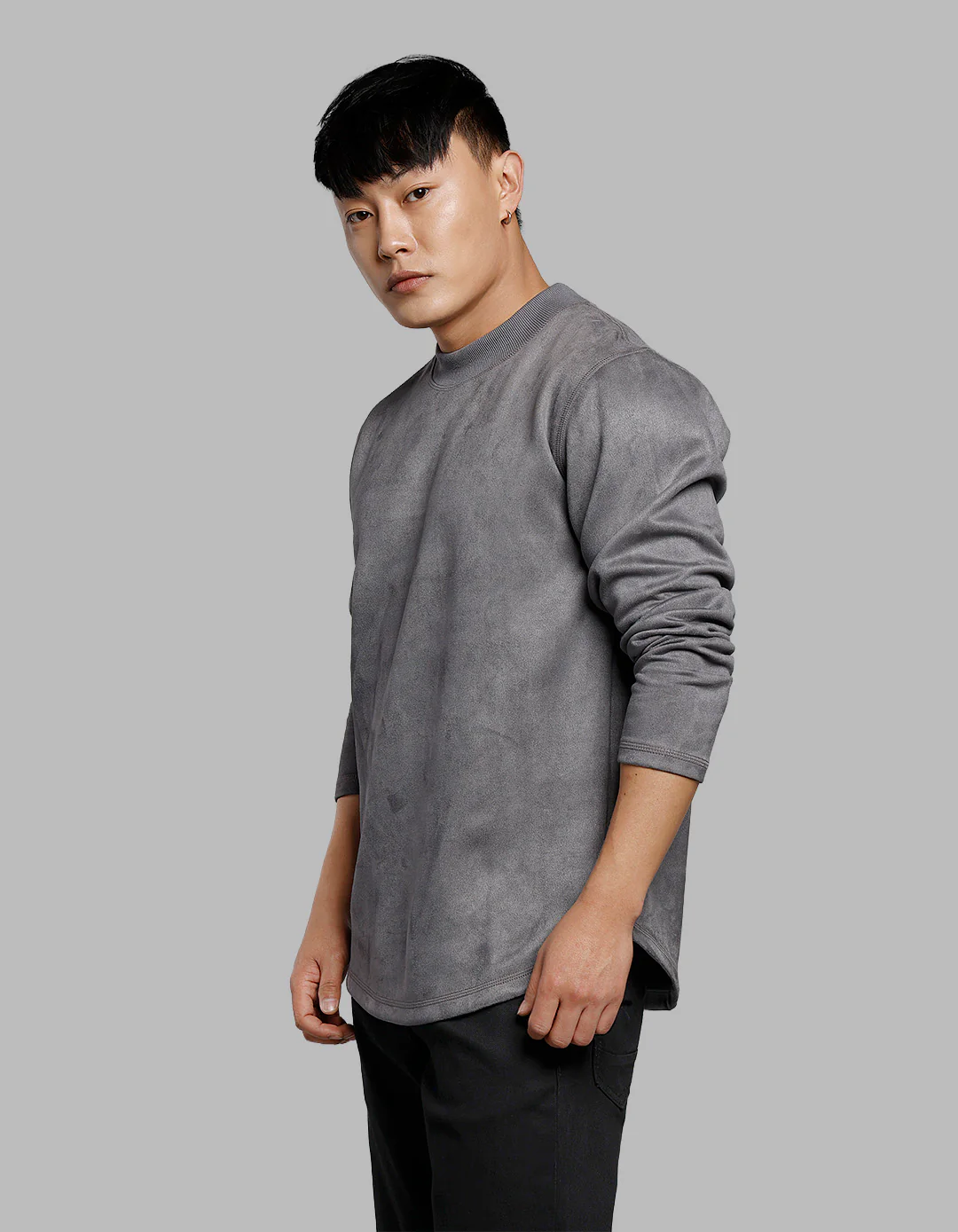Dark Grey Full Sleeves Round Neck Tee - Image 3