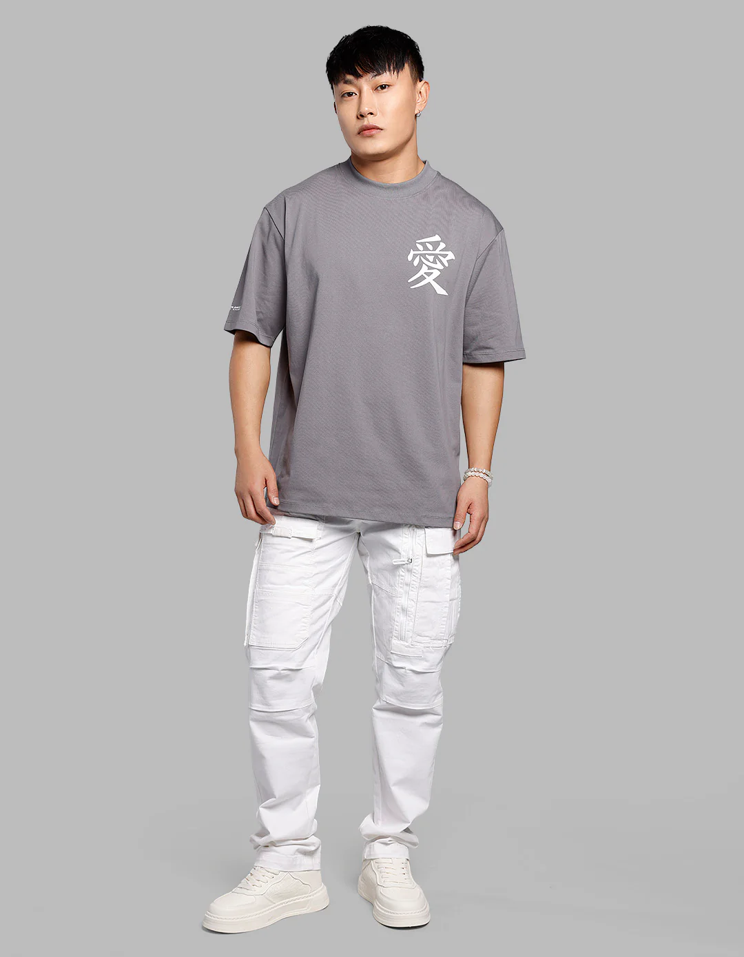 Dark Grey Half Sleeves Oversize Tee - Image 3