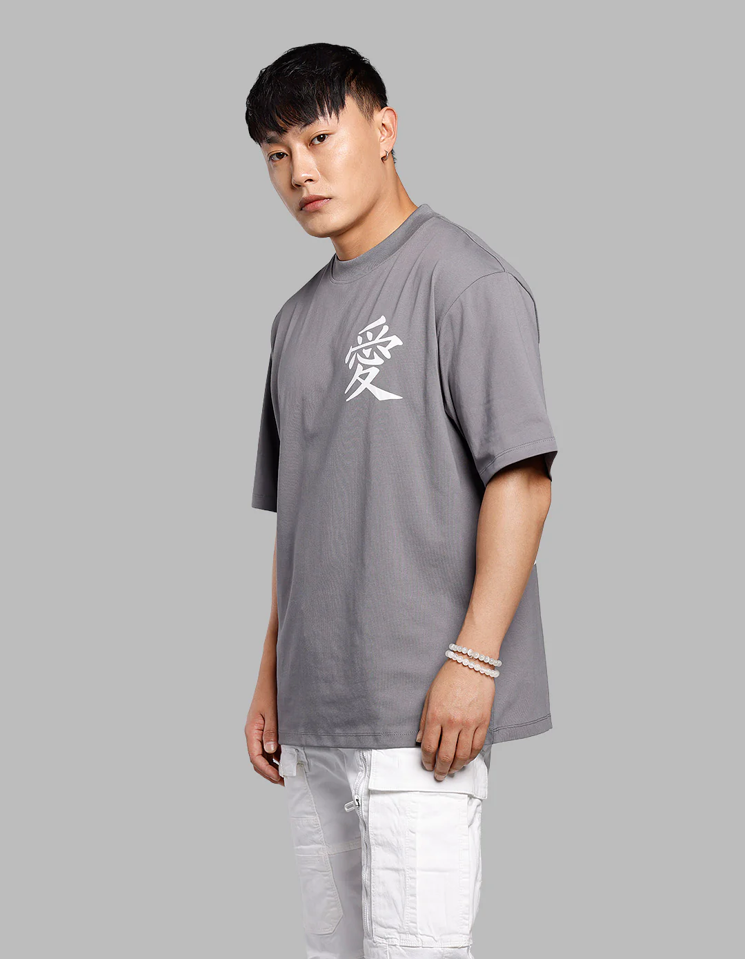 Dark Grey Half Sleeves Oversize Tee - Image 4