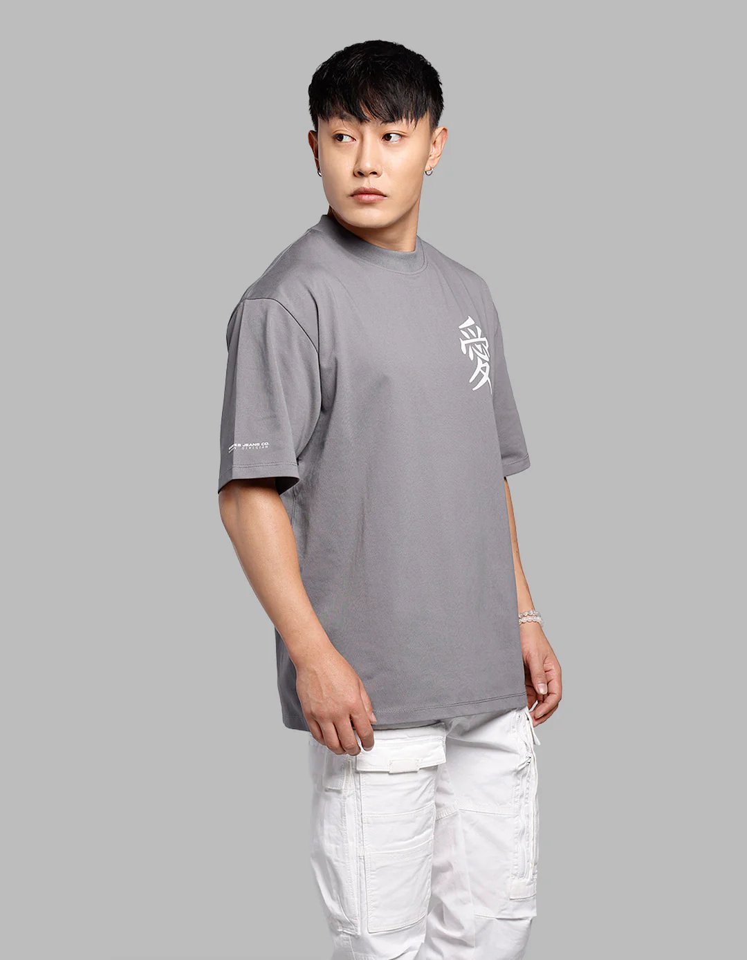 Dark Grey Half Sleeves Oversize Tee - Image 5