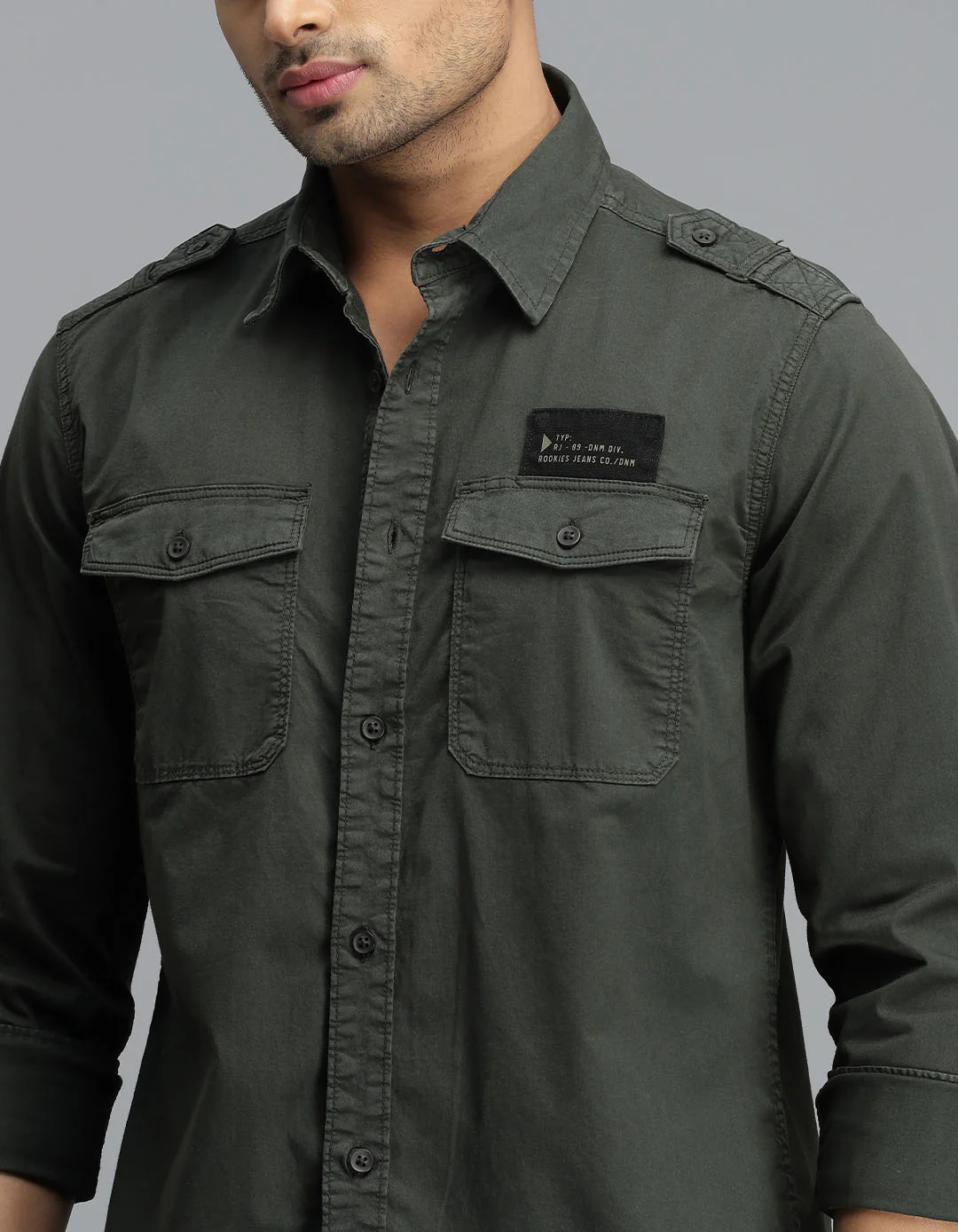 Dark M Green Full Sleeves Cargo Shirt - Image 6