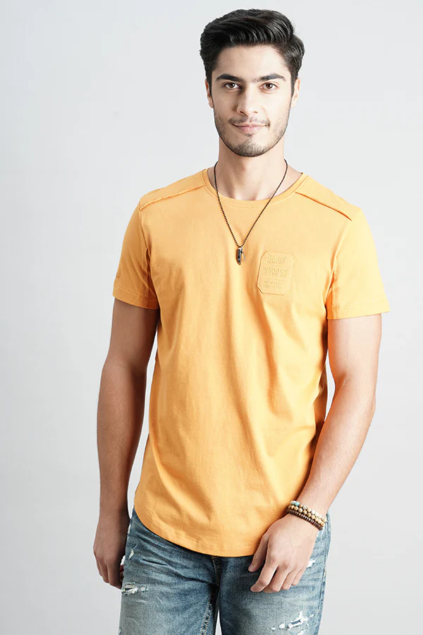 Dark Mustard Half Sleeve Round Neck Tee