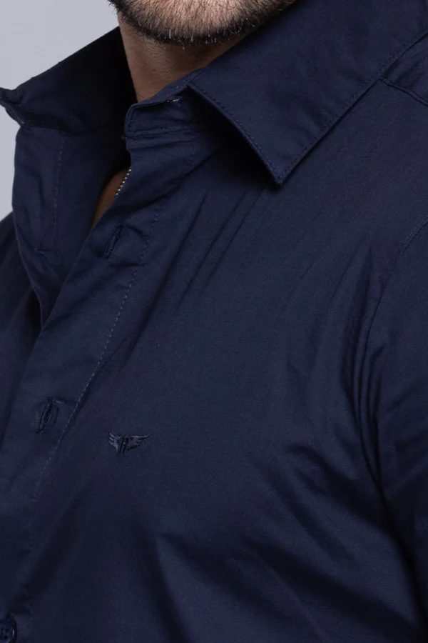 Dark Navy Full Sleeves Solid Shirt - Image 6